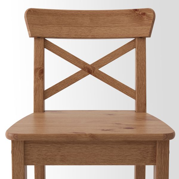 ІКЕА INGOLF ІНГОЛЬФ, 902.178.11 - Барний стілець зі спинкою, морилка антик, 74см 902.178.11 фото