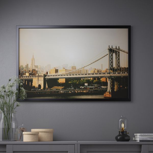 ІКЕА BJÖRKSTA БЬЙОРКСТА, 493.848.55 - Картина з рамкою, Міст на Манхеттені, 118 х 78см 493.848.55 фото
