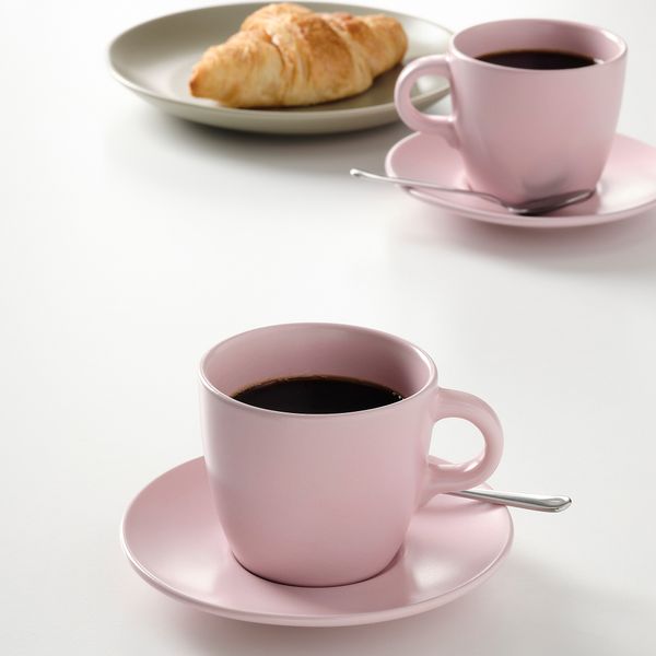 ІКЕА FÄRGKLAR ФЕРГКЛАР, 104.781.62 - Чашка з блюдцем, матовий світло-рожевий, 25 кл 104.781.62 фото