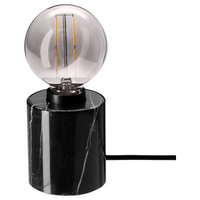 ІКЕА MARKFROST / MOLNART, 994.818.92 - Настільний світильник із лампою, сіре прозоре скло, 95 мм 994.818.92 фото