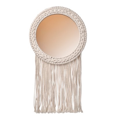 ІКЕА ENERGISKOG, 605.380.74 Декоративне дзеркало, з бахромою мідний колір, 26х48 см 605.380.74 фото